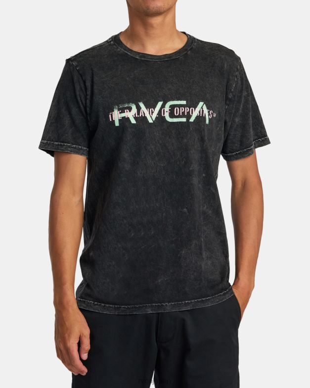 衣類 TP8J283 ブラックショックウォッシュ RVCA 男性 ビッグステンシルTシャツ