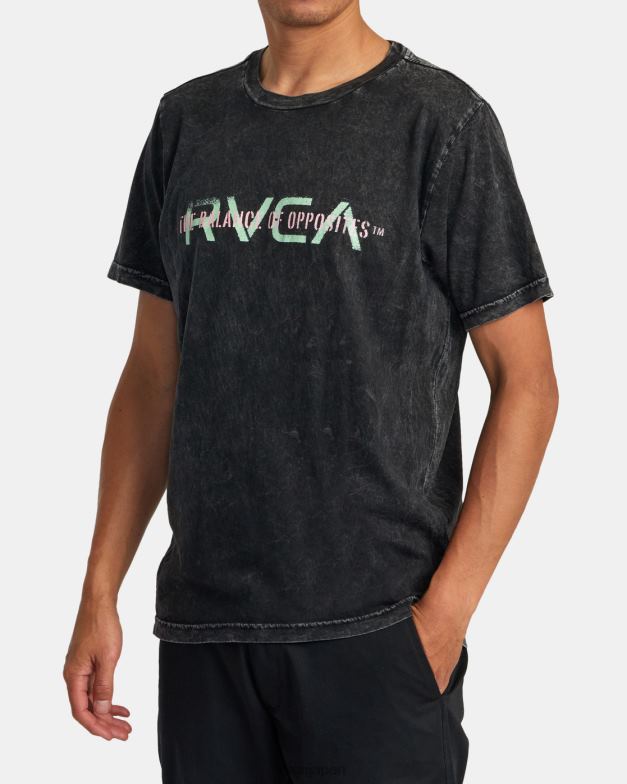 衣類 TP8J283 ブラックショックウォッシュ RVCA 男性 ビッグステンシルTシャツ