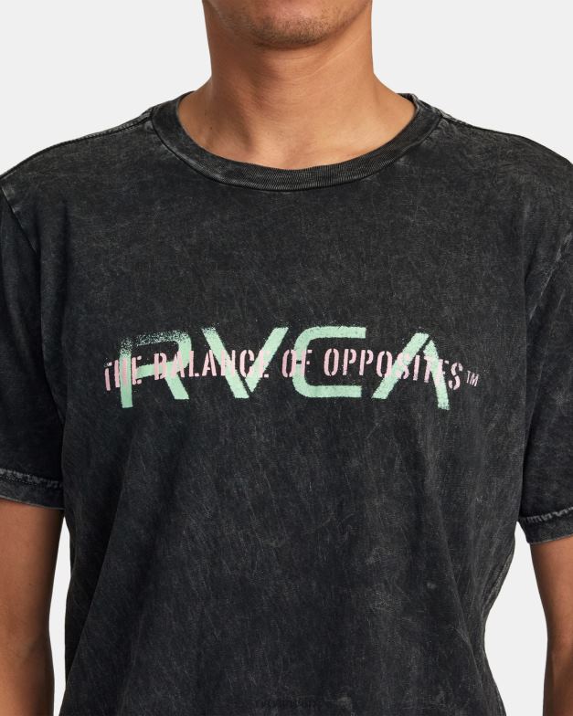 衣類 TP8J283 ブラックショックウォッシュ RVCA 男性 ビッグステンシルTシャツ