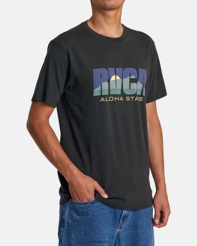衣類 TP8J44 海賊黒 RVCA 男性 アロハステートTシャツ