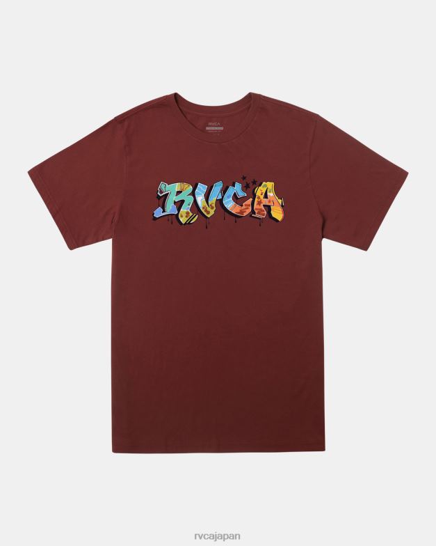 衣類 TP8J459 赤い地球 RVCA 男性 ブラックブックTシャツ
