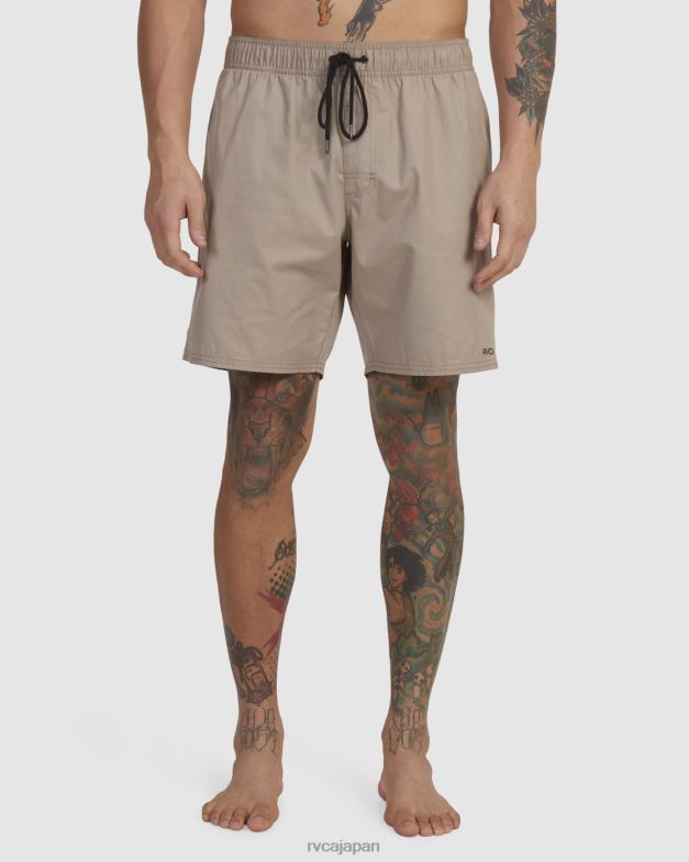 衣類 TP8J476 木材 RVCA 男性 反対側の伸縮性ウエストハイブリッド水陸両用ショーツ