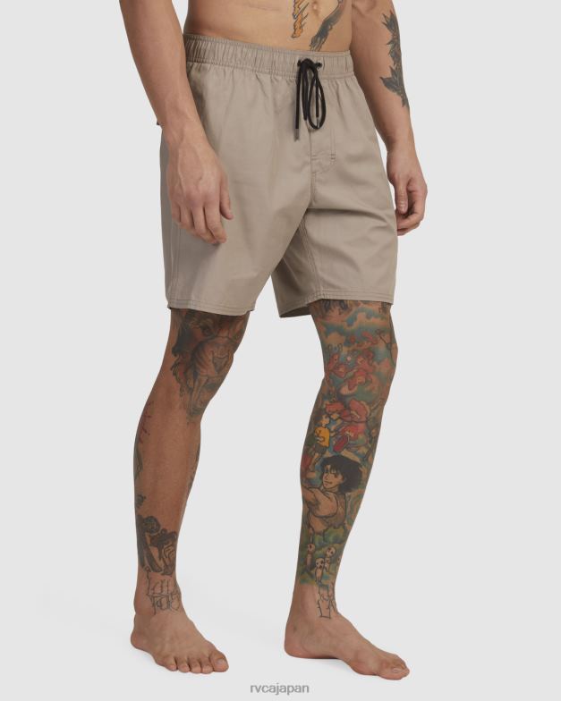 衣類 TP8J476 木材 RVCA 男性 反対側の伸縮性ウエストハイブリッド水陸両用ショーツ