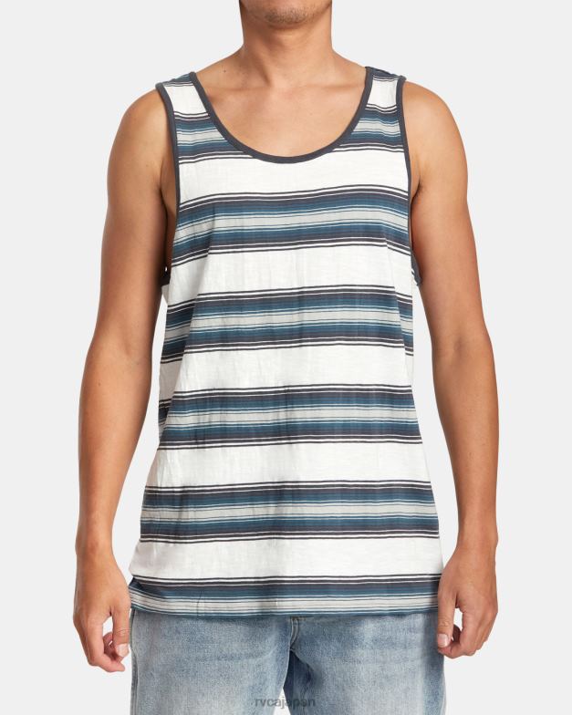 衣類 TP8J50 アンティークホワイト RVCA 男性 ポランコストライプタンクトップ