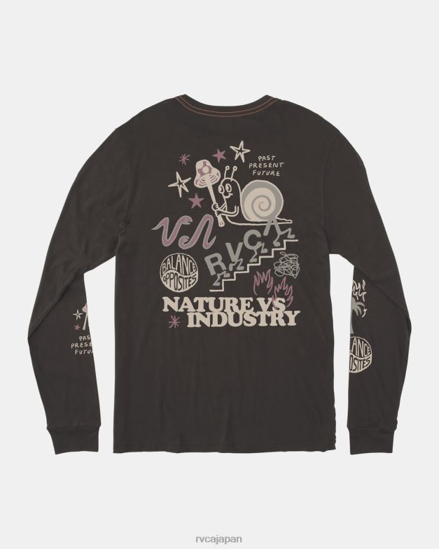 衣類 TP8J527 海賊黒 RVCA 男性 焦げた長袖Tシャツ