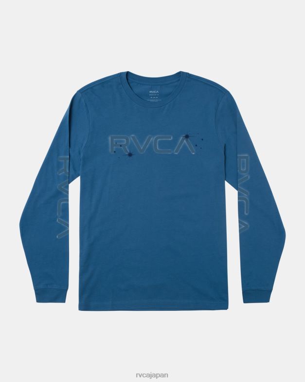 衣類 TP8J534 クールブルー RVCA 男性 ビッグエアブラシ長袖Tシャツ