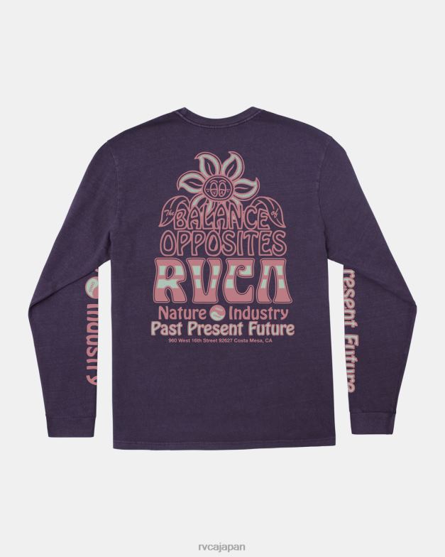 衣類 TP8J543 ダークプラム RVCA 男性 プラス成長長袖Tシャツ