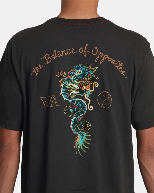 衣類 TP8J67 海賊黒 RVCA 男性 ネオンドラゴンTシャツ
