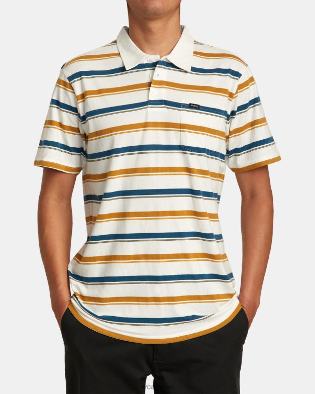 衣類 TP8J69 アンティークホワイト RVCA 男性 キャサディストライプポロシャツ