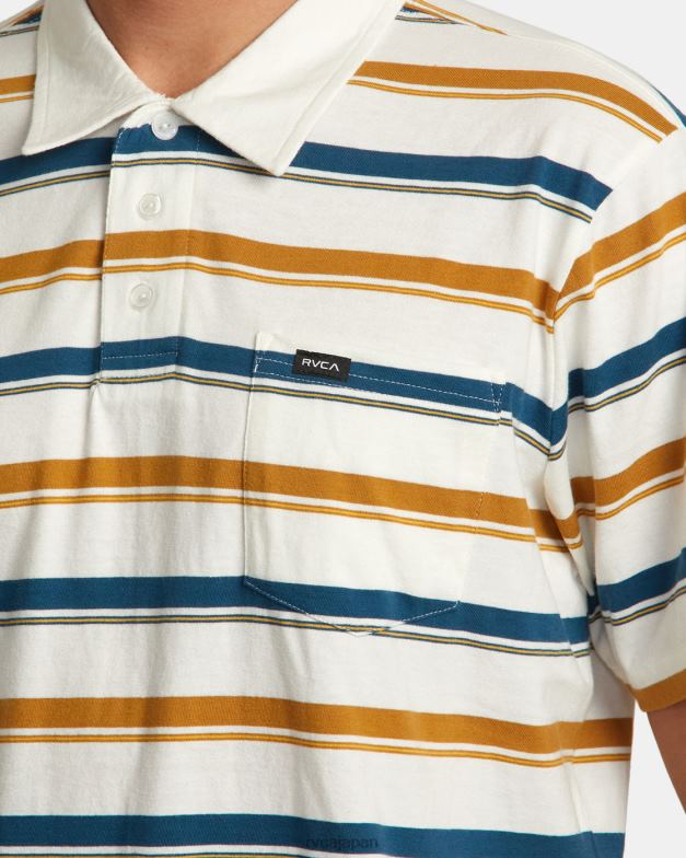 衣類 TP8J69 アンティークホワイト RVCA 男性 キャサディストライプポロシャツ