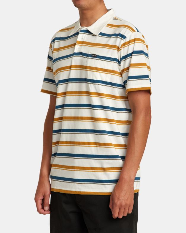 衣類 TP8J69 アンティークホワイト RVCA 男性 キャサディストライプポロシャツ