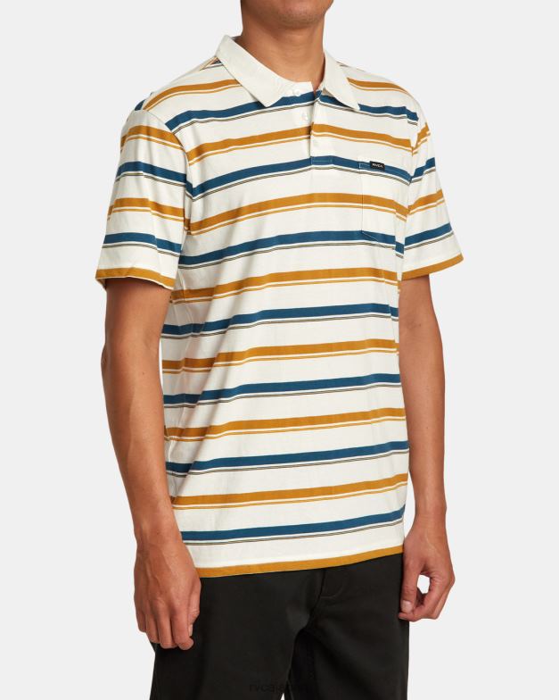 衣類 TP8J69 アンティークホワイト RVCA 男性 キャサディストライプポロシャツ