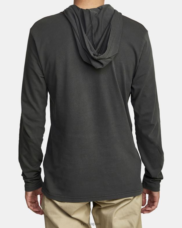 衣類 TP8J851 海賊黒 RVCA 男性 PTC ピグメント フード付き長袖 T シャツ