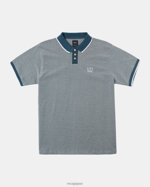 衣類 TP8J85 アヒルブルー RVCA 男性 ペナント バーズアイ ポロシャツ
