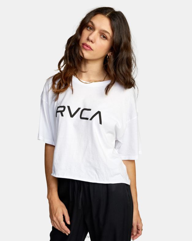衣類 TP8J892 白 RVCA 女性 ビッグ半袖Tシャツ