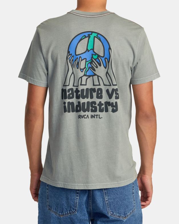 衣類 TP8J89 記念碑 RVCA 男性 アースコープTシャツ