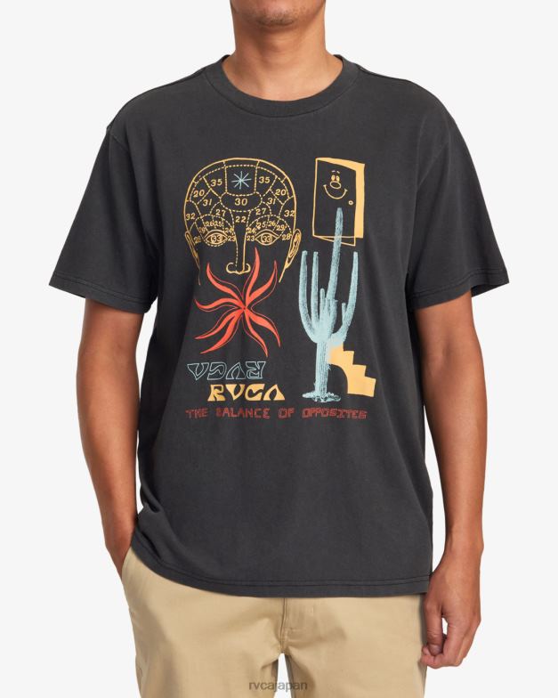衣類 TP8J913 黒 RVCA 男性 夢の風景Tシャツ