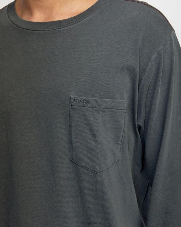 衣類 TP8J920 海賊黒 RVCA 男性 PTCピグメント長袖Tシャツ