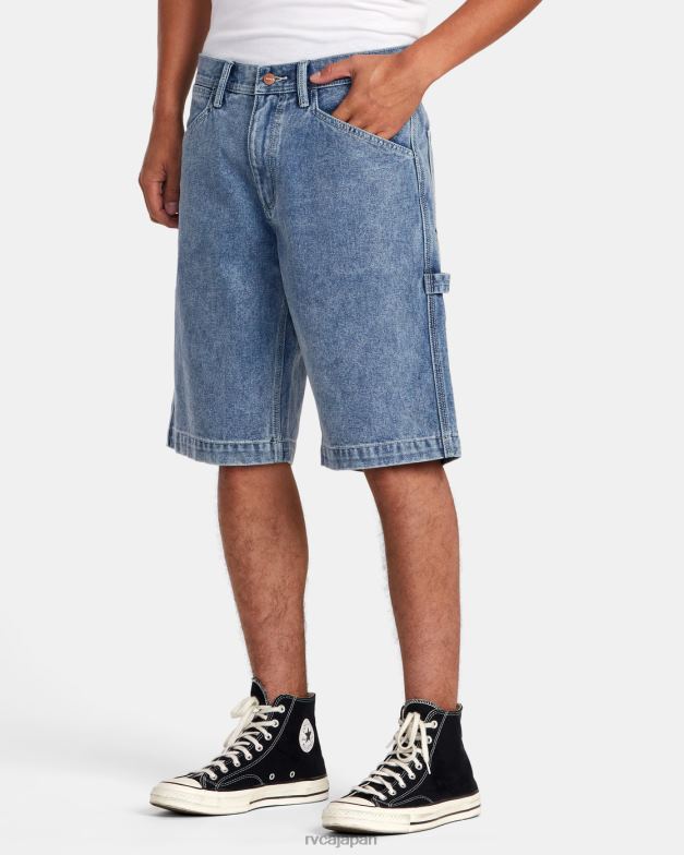 衣類 TP8J925 壊れたブルーウォッシュ RVCA 男性 チェーンメイル デニムショートパンツ