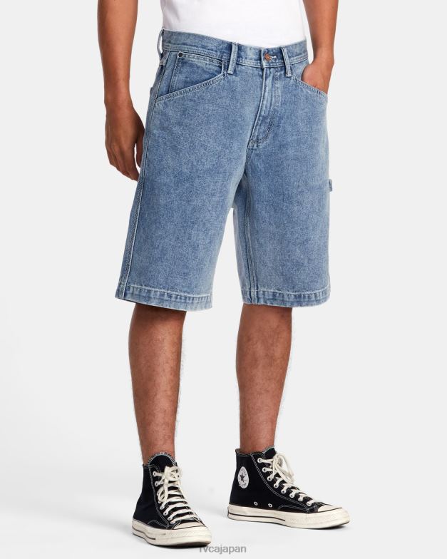 衣類 TP8J925 壊れたブルーウォッシュ RVCA 男性 チェーンメイル デニムショートパンツ
