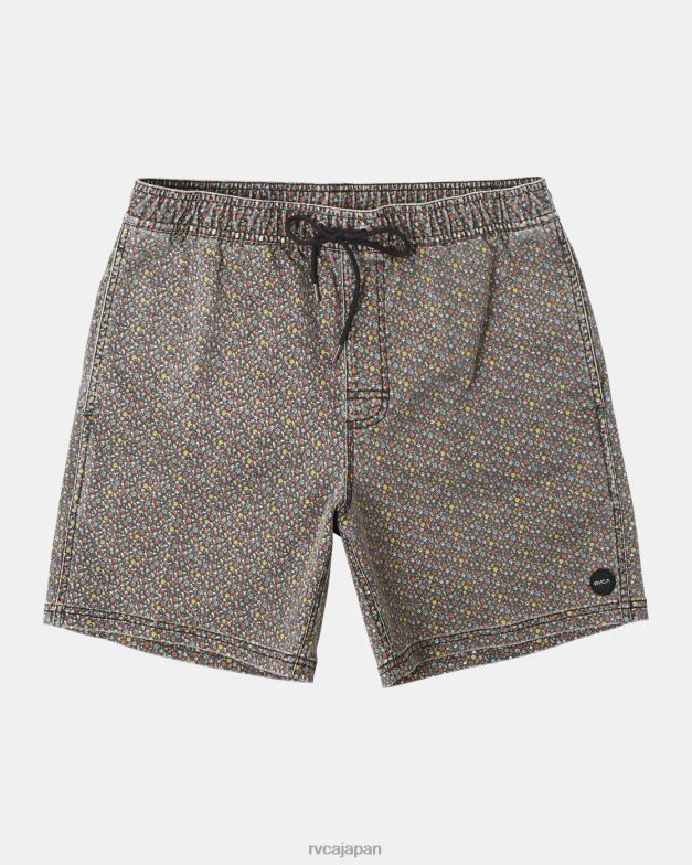 衣類 TP8J992 明るい黒 RVCA 男性 エスケーププリント エラスティックウエスト ウォークショーツ 17