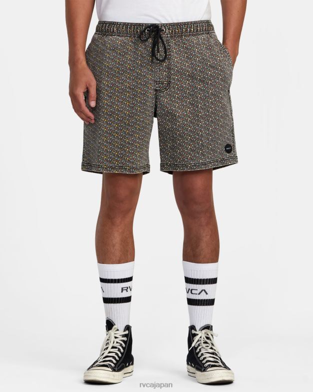 衣類 TP8J992 明るい黒 RVCA 男性 エスケーププリント エラスティックウエスト ウォークショーツ 17