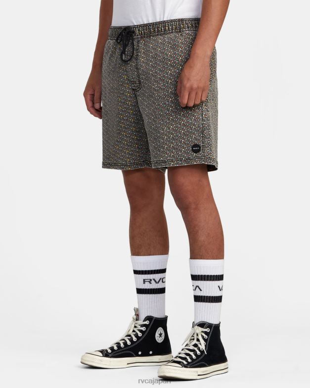 衣類 TP8J992 明るい黒 RVCA 男性 エスケーププリント エラスティックウエスト ウォークショーツ 17