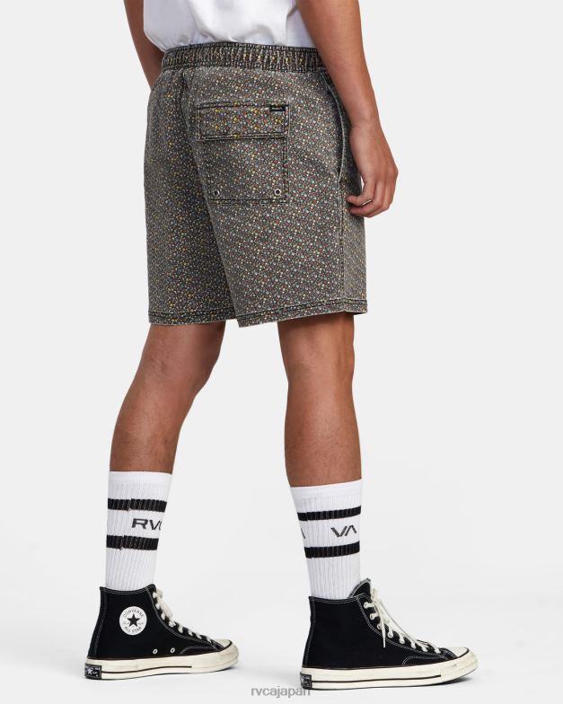 衣類 TP8J992 明るい黒 RVCA 男性 エスケーププリント エラスティックウエスト ウォークショーツ 17