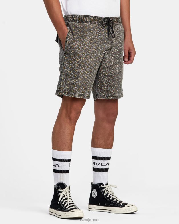 衣類 TP8J992 明るい黒 RVCA 男性 エスケーププリント エラスティックウエスト ウォークショーツ 17