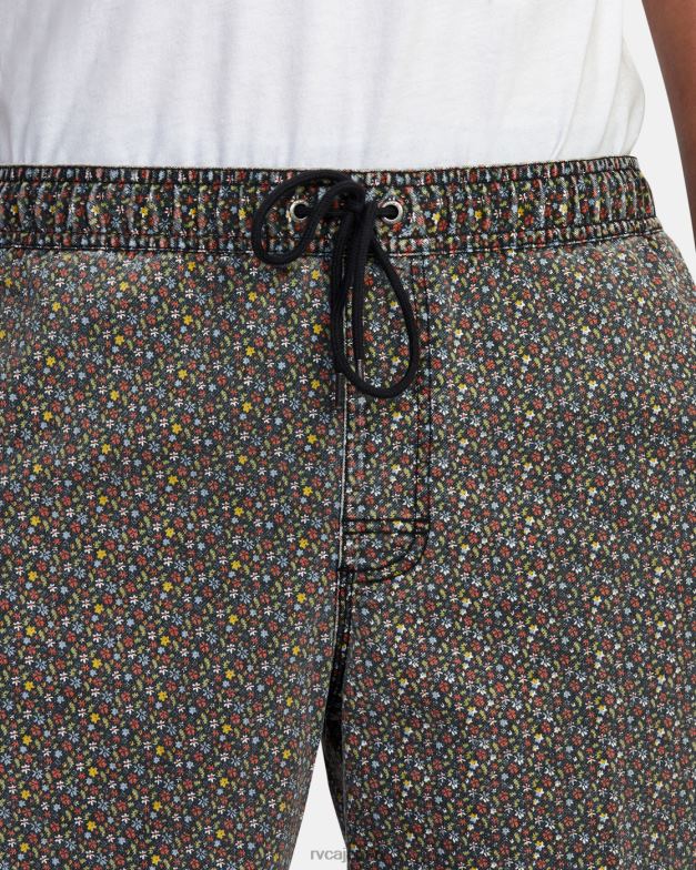 衣類 TP8J992 明るい黒 RVCA 男性 エスケーププリント エラスティックウエスト ウォークショーツ 17