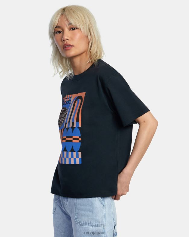衣類 TP8J994 黒 RVCA 女性 ジェシー・ブラウン・シェイプス・エニデイ・Tシャツ