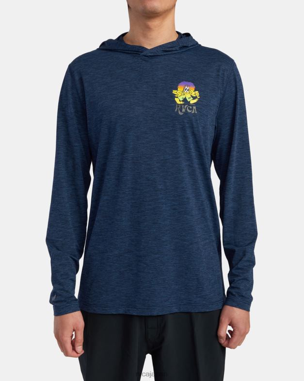 衣類 TP8J590 ネイビーヘザー RVCA ユニセックス サーフプリント ラッシュガード パーカー