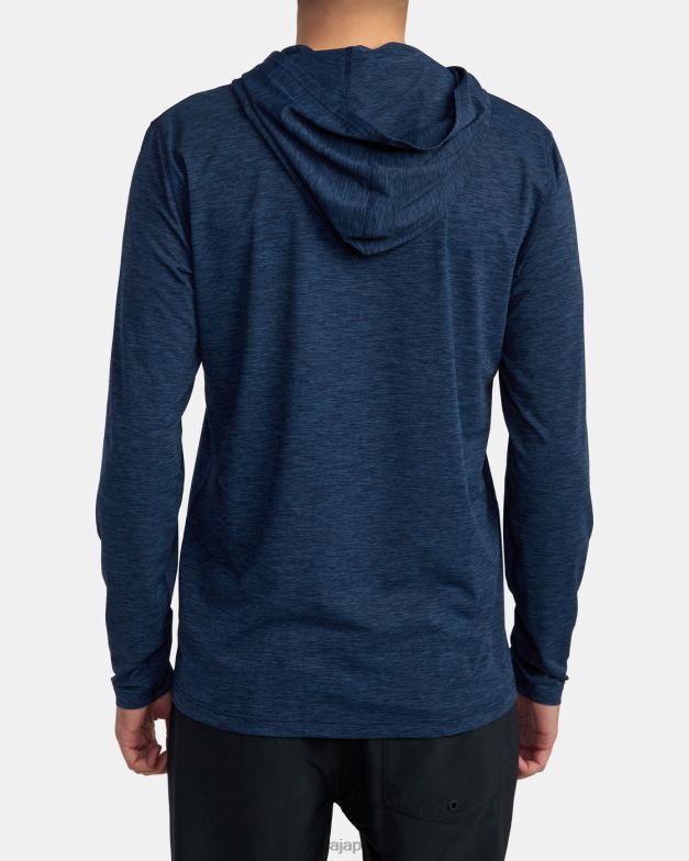 衣類 TP8J590 ネイビーヘザー RVCA ユニセックス サーフプリント ラッシュガード パーカー