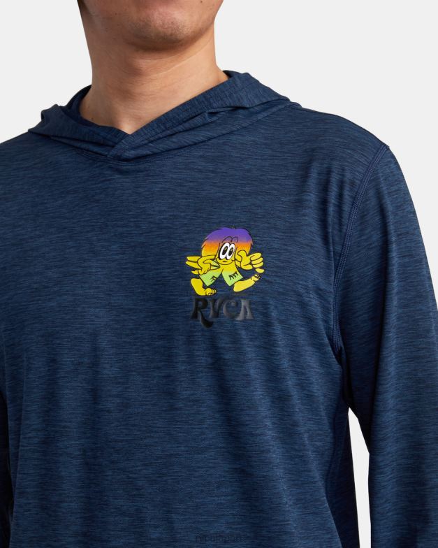 衣類 TP8J590 ネイビーヘザー RVCA ユニセックス サーフプリント ラッシュガード パーカー