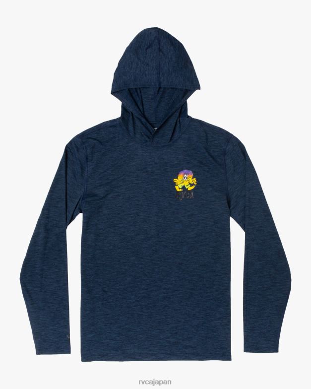 衣類 TP8J590 ネイビーヘザー RVCA ユニセックス サーフプリント ラッシュガード パーカー