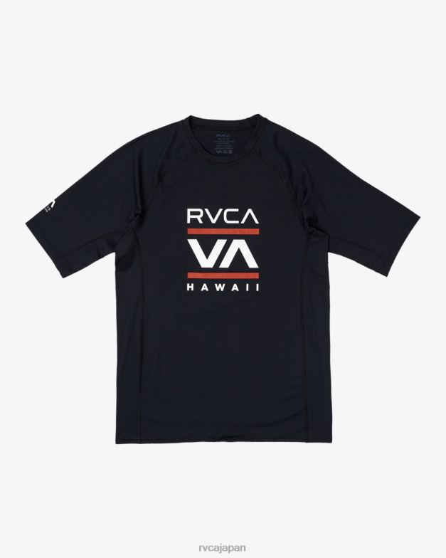 衣類 TP8J867 黒 RVCA ユニセックス ハワイスタック半袖ラッシュガード